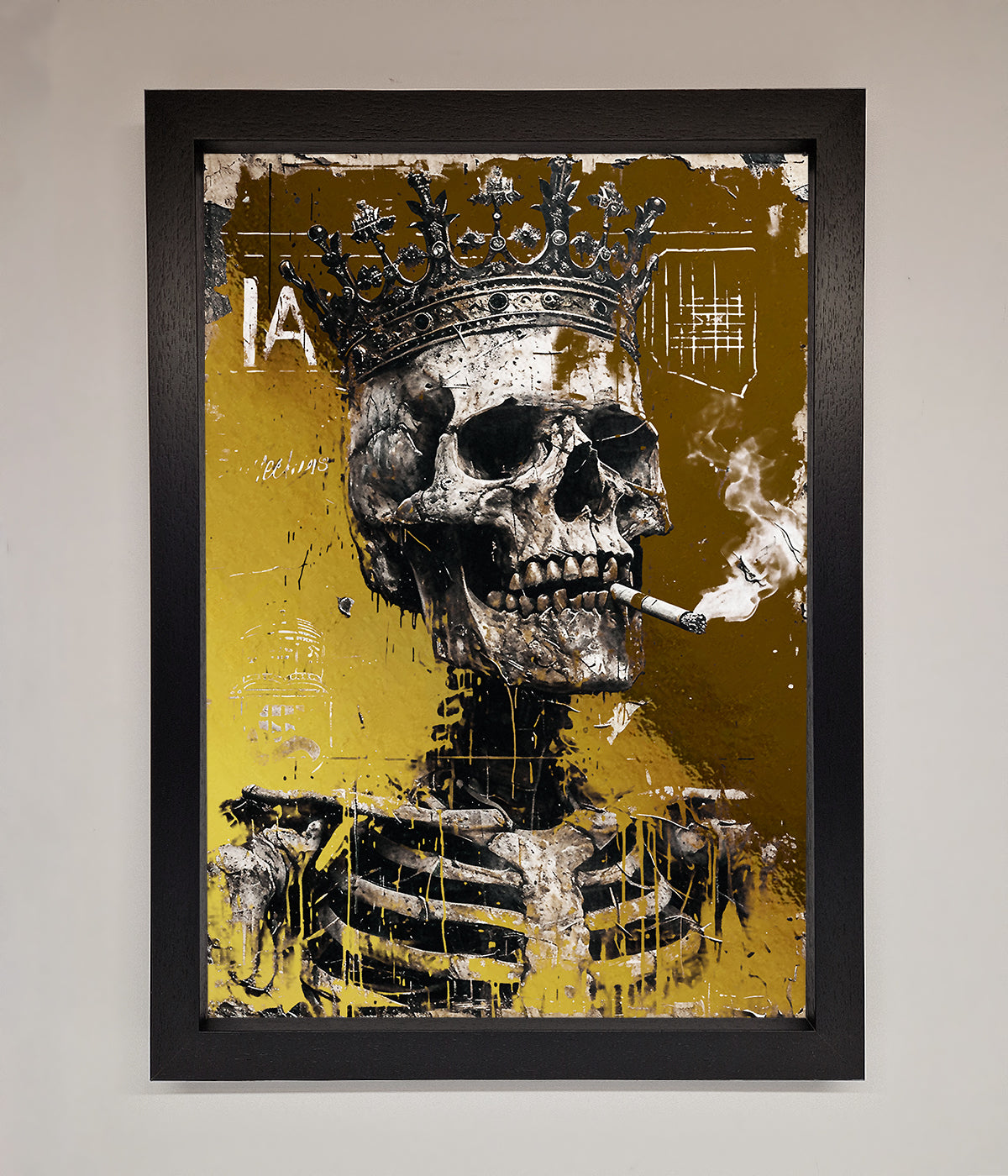 Smoking King Skull Foil Print print