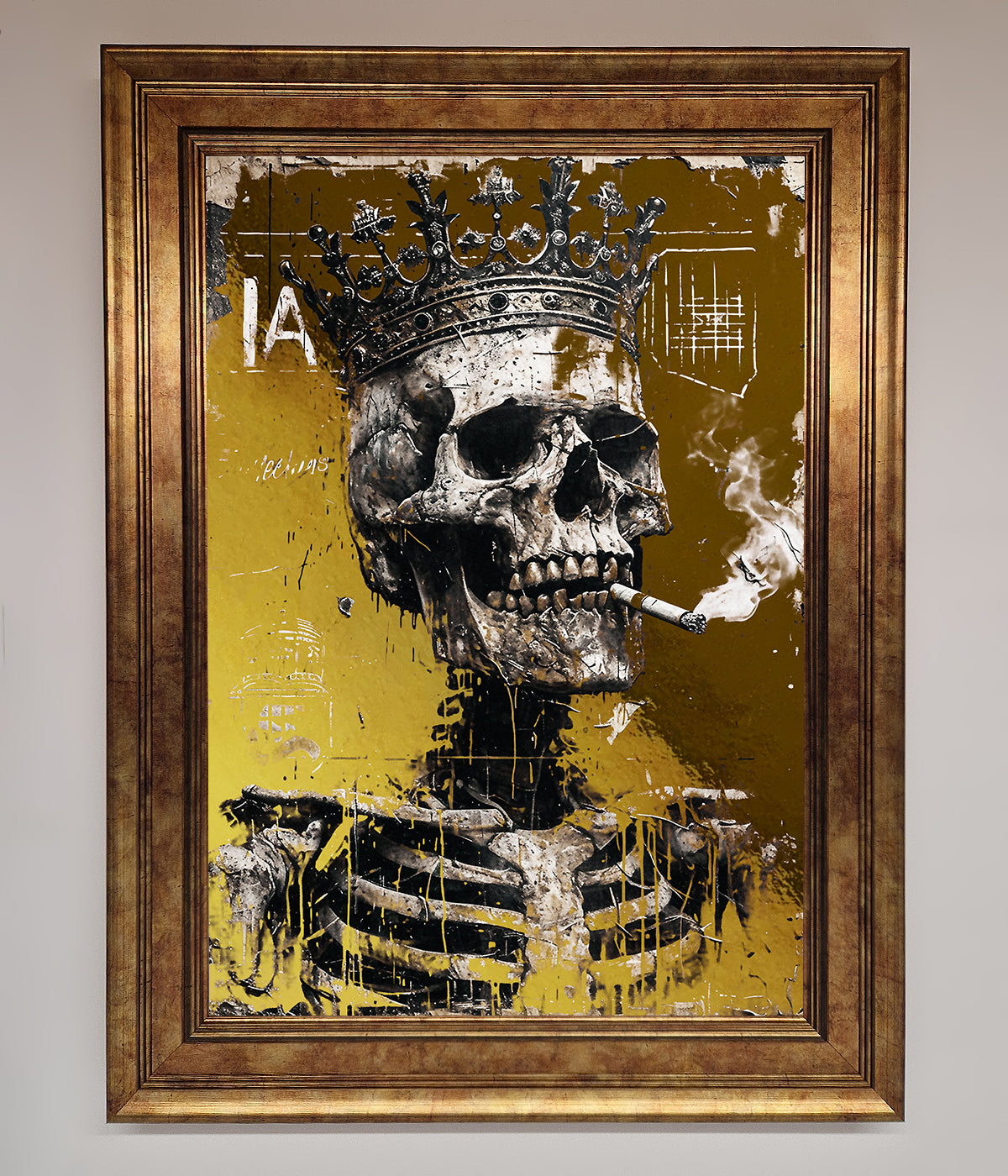 Smoking King Skull Foil Print print