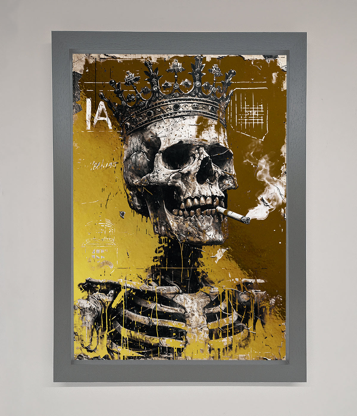 Smoking King Skull Foil Print print