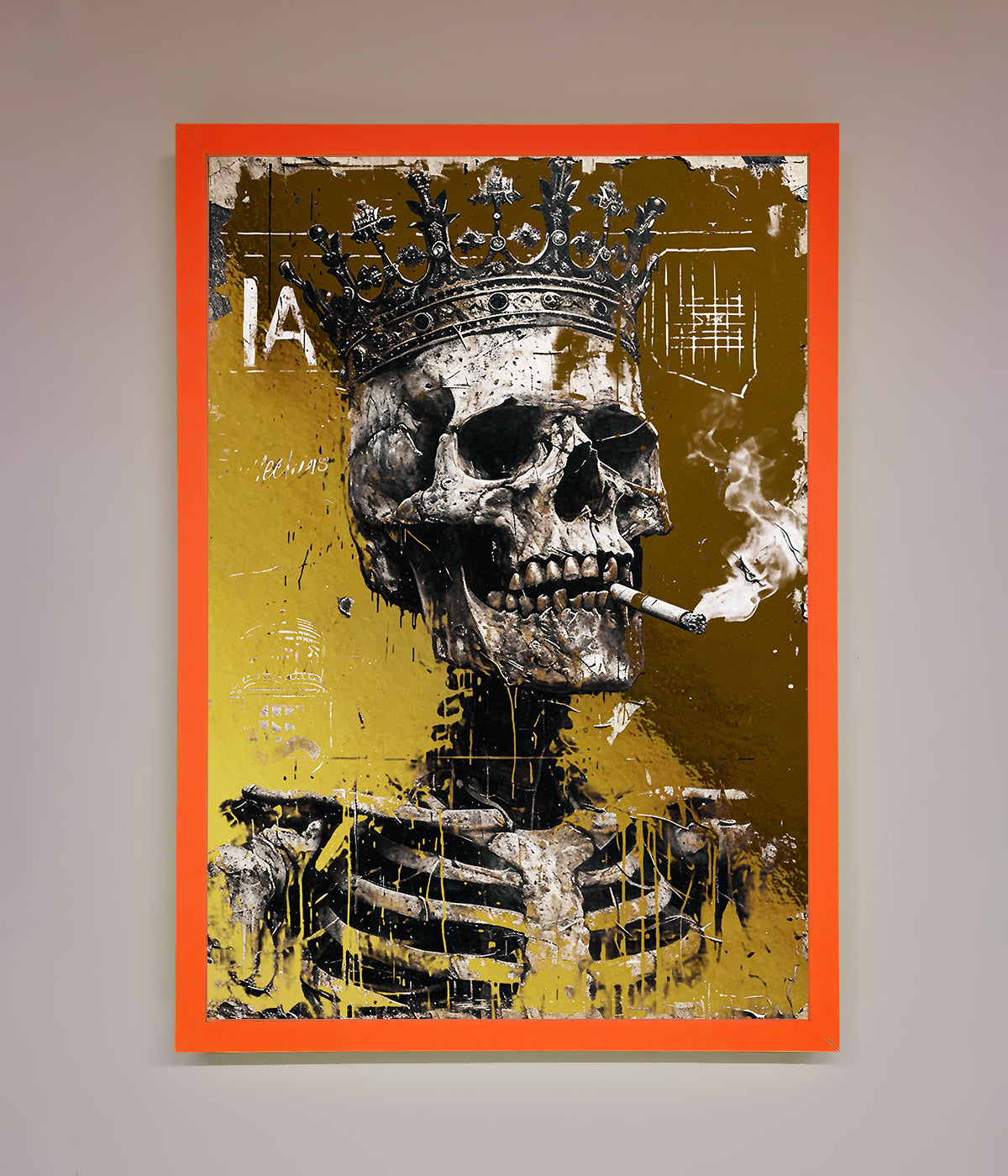 Smoking King Skull Foil Print print