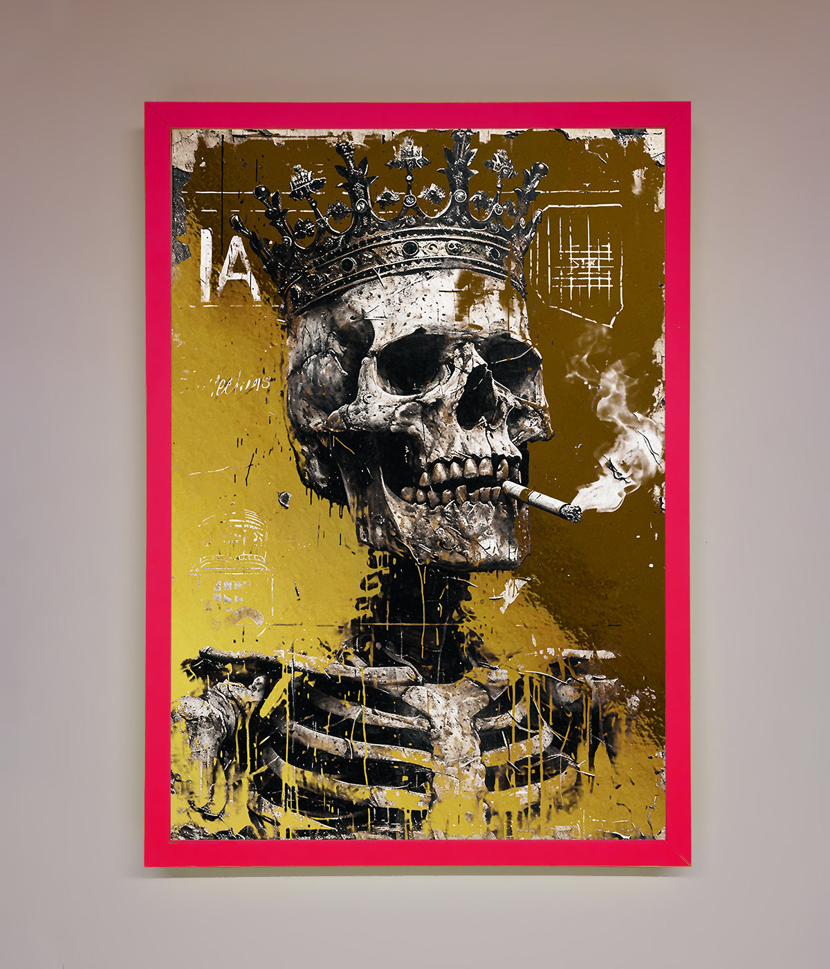 Smoking King Skull Foil Print print