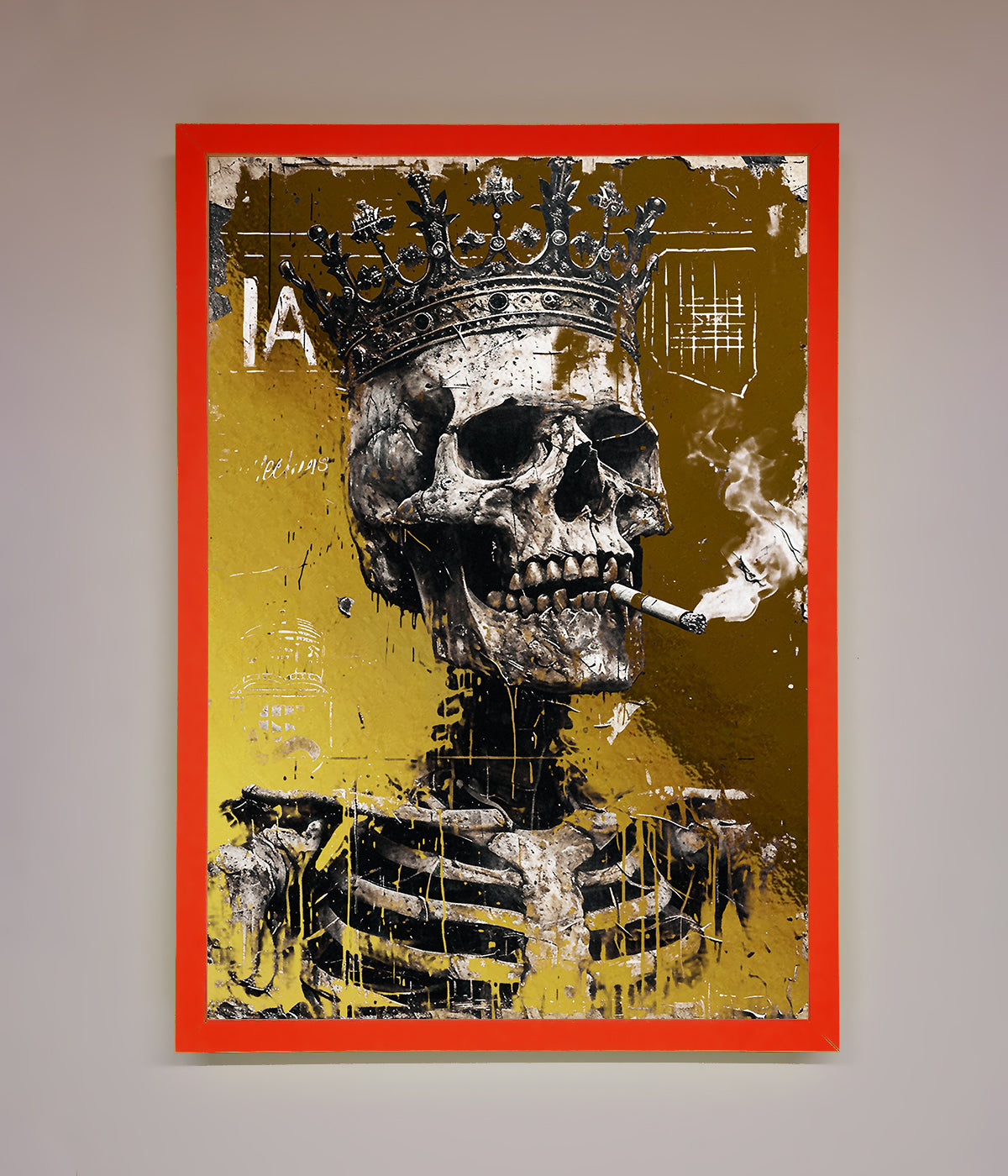 Smoking King Skull Foil Print print