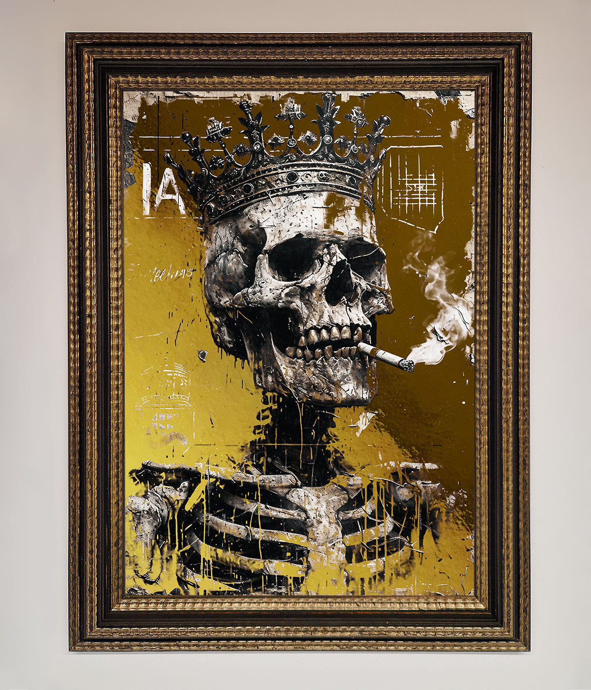 Smoking King Skull Foil Print print