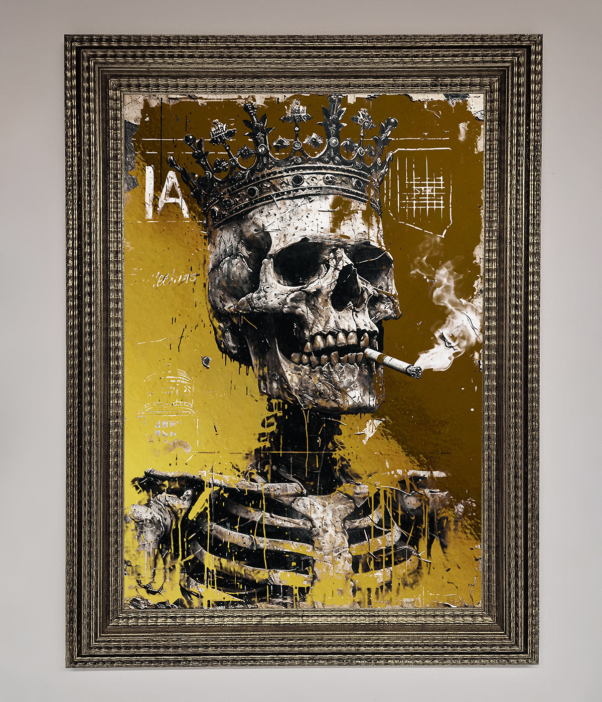 Smoking King Skull Foil Print print