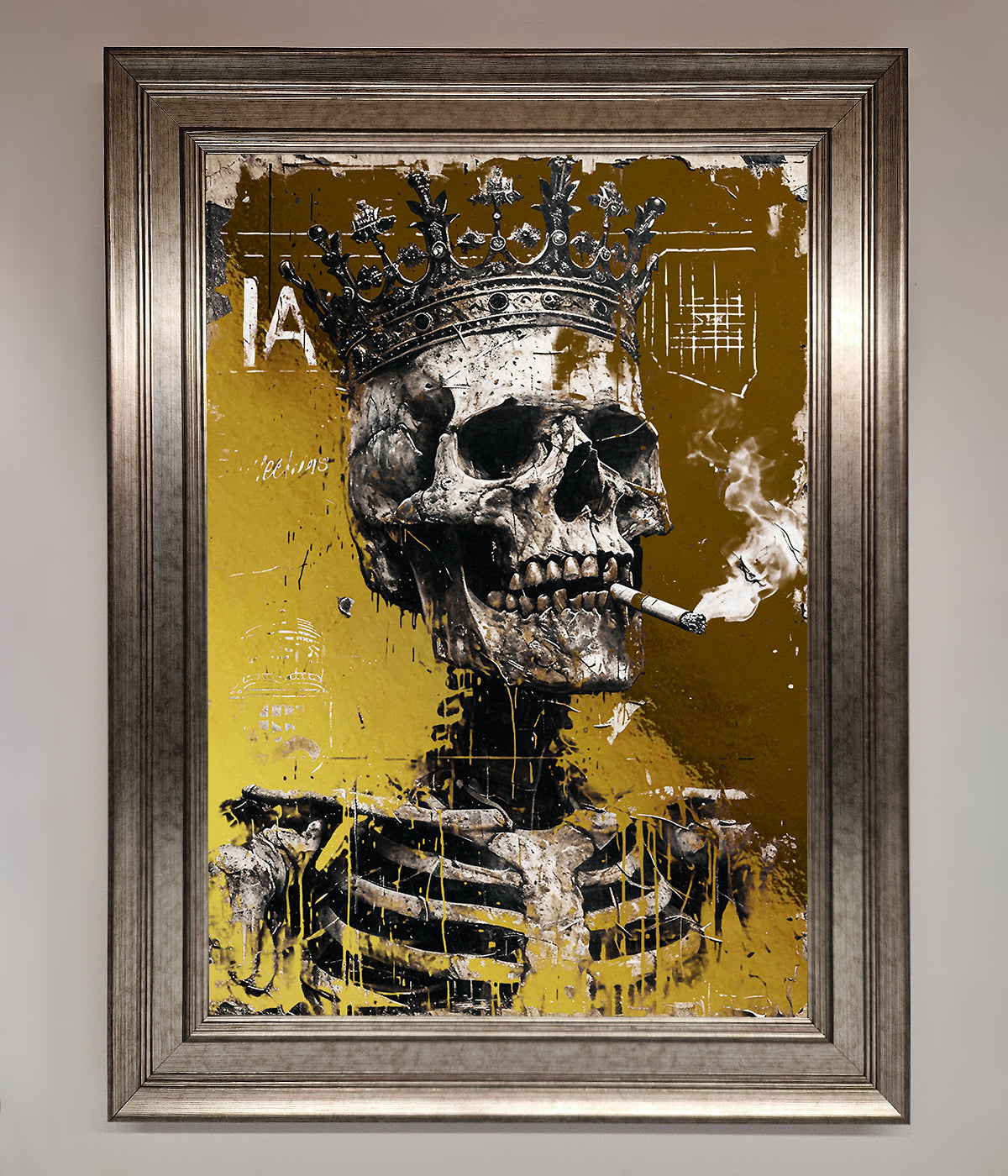 Smoking King Skull Foil Print print