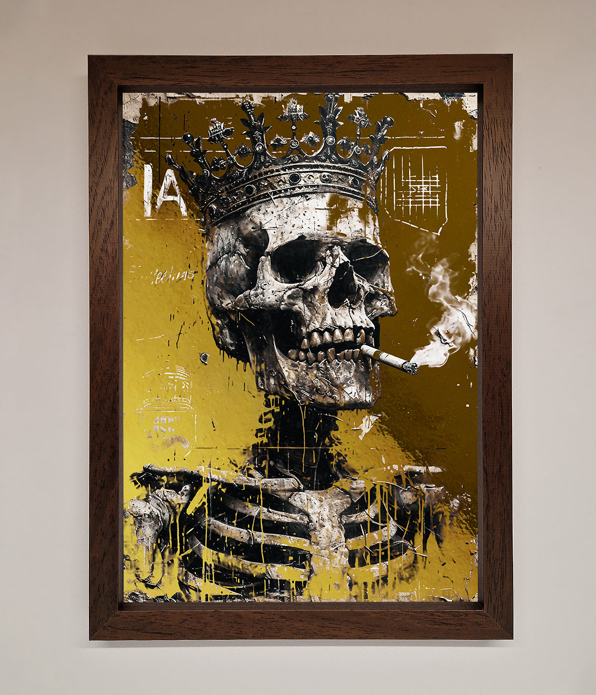 Smoking King Skull Foil Print print