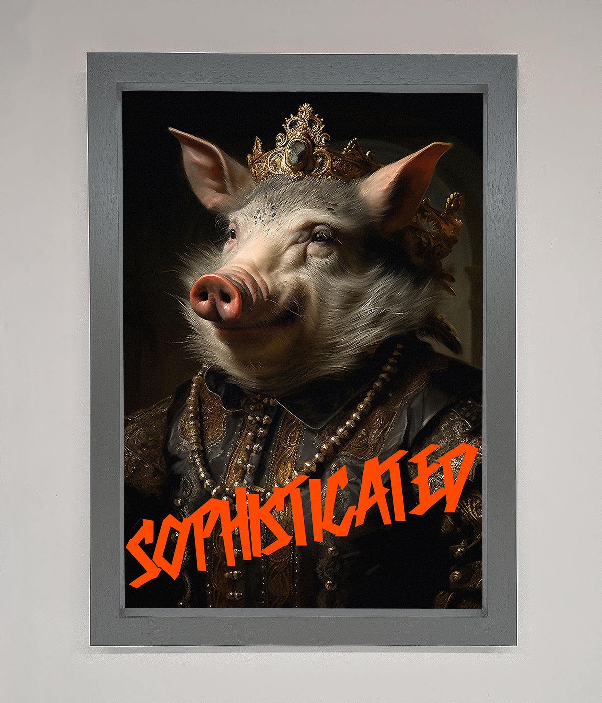 Sophisticated Pig Framed Wall Art with ornate details.