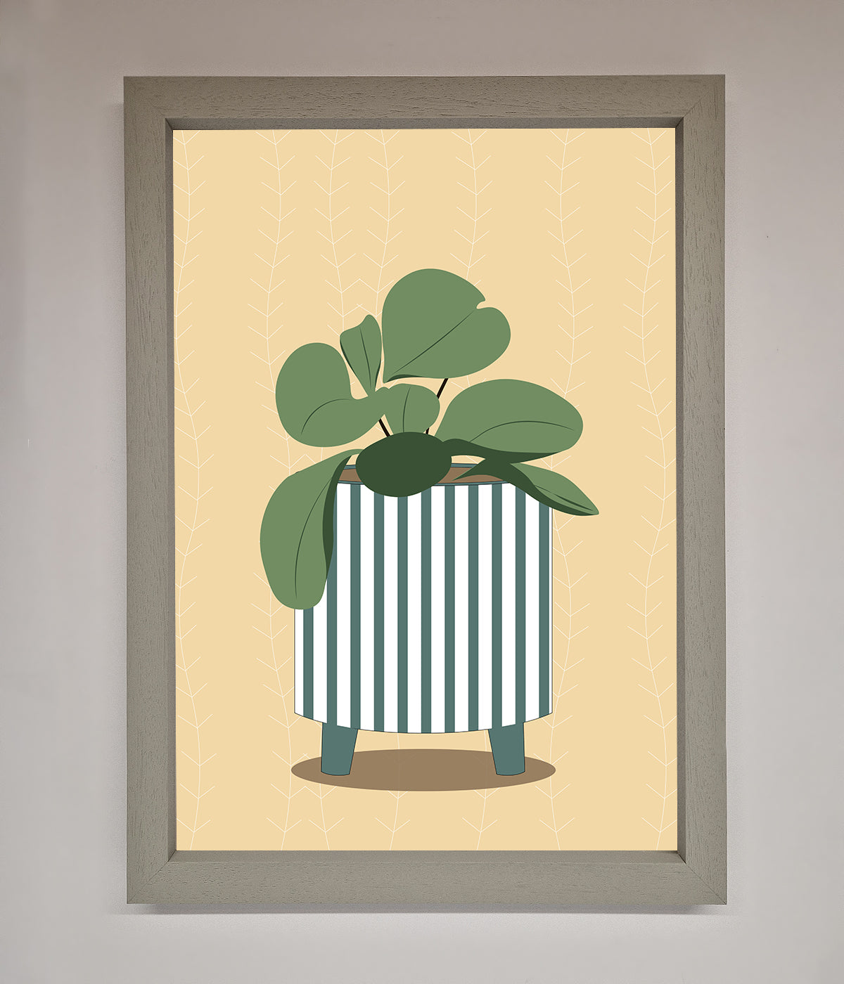 Striped Potted Plant Framed Wall Art print