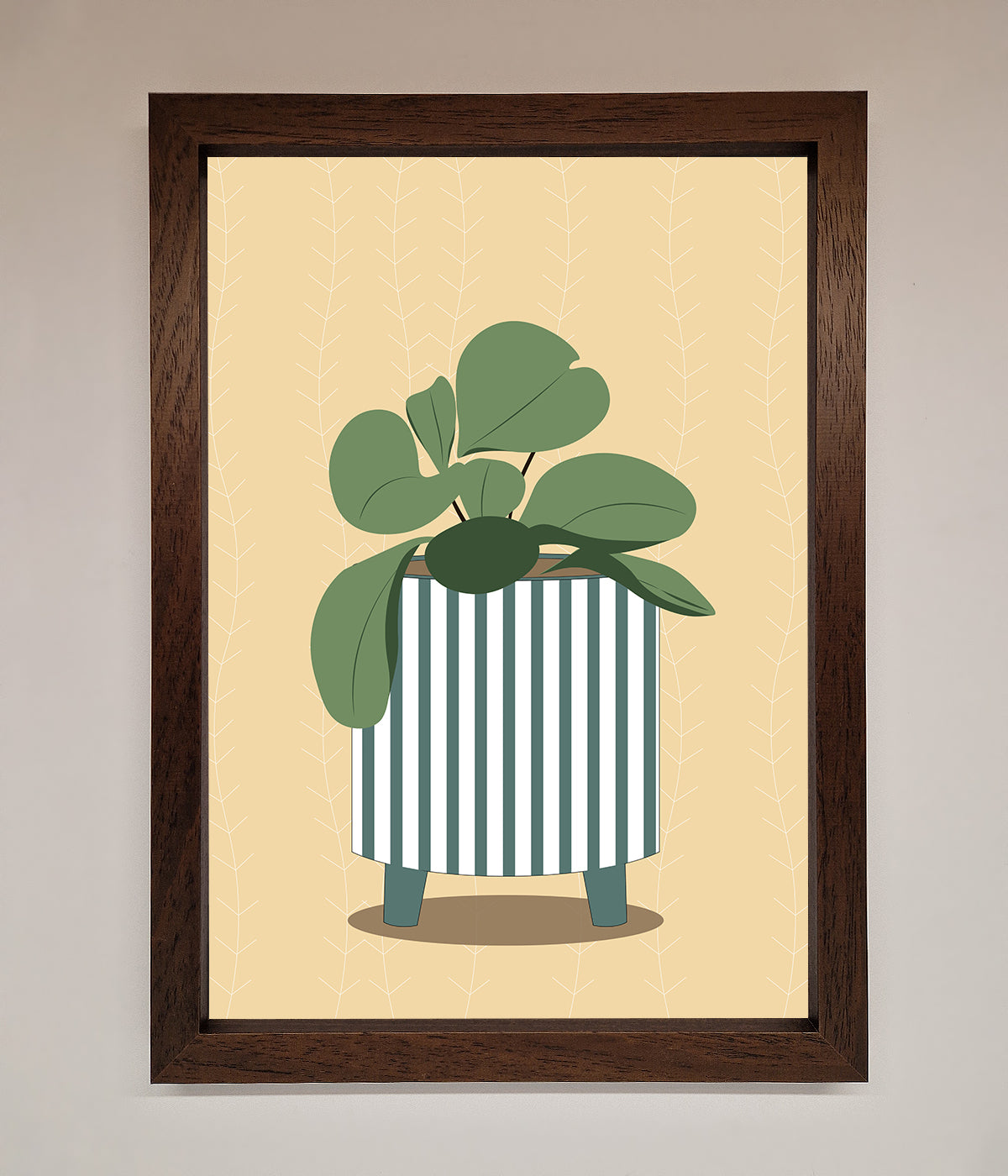 Striped Potted Plant Framed Wall Art print