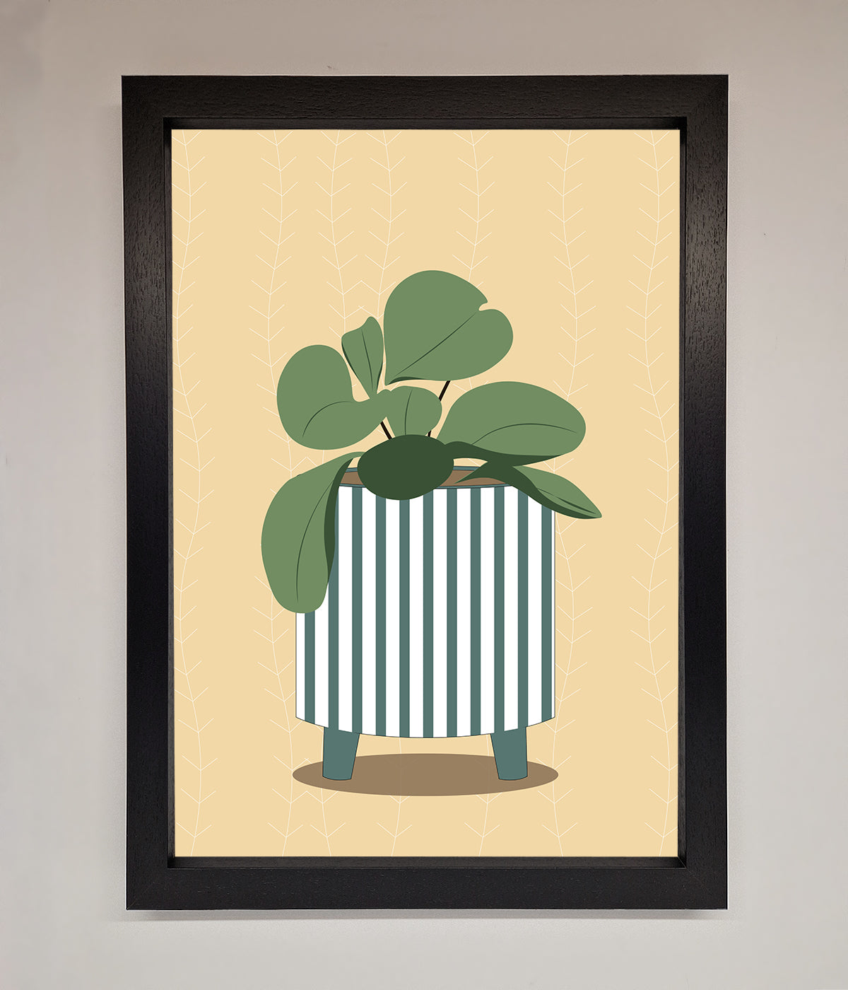 Striped Potted Plant Framed Wall Art print