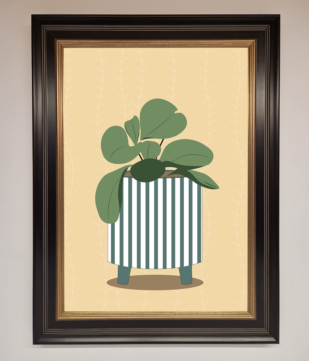 Striped Potted Plant Framed Wall Art print