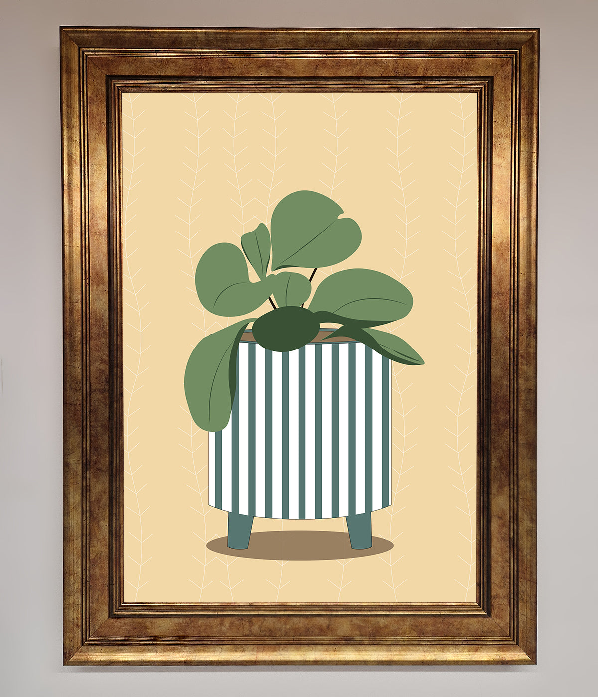 Striped Potted Plant Framed Wall Art print