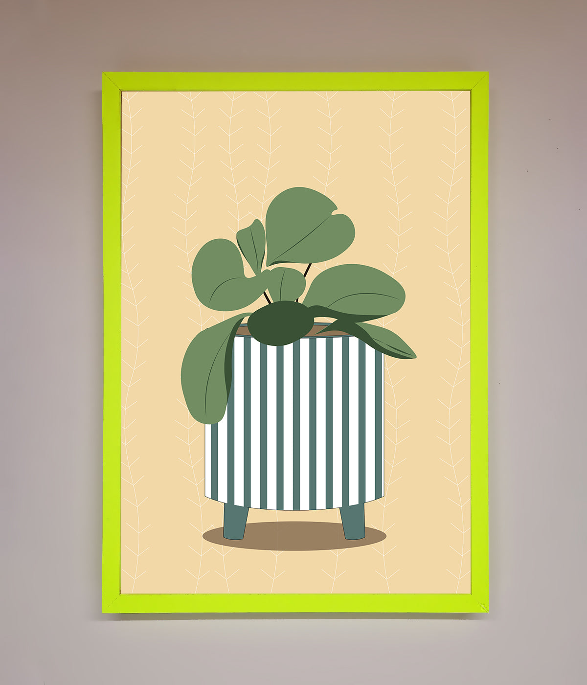 Striped Potted Plant Framed Wall Art print