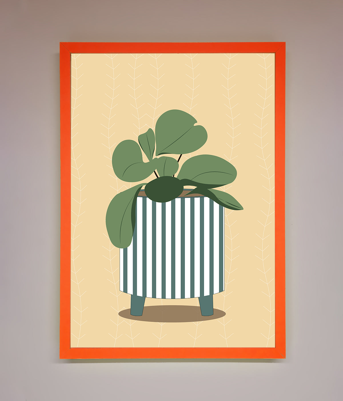 Striped Potted Plant Framed Wall Art print