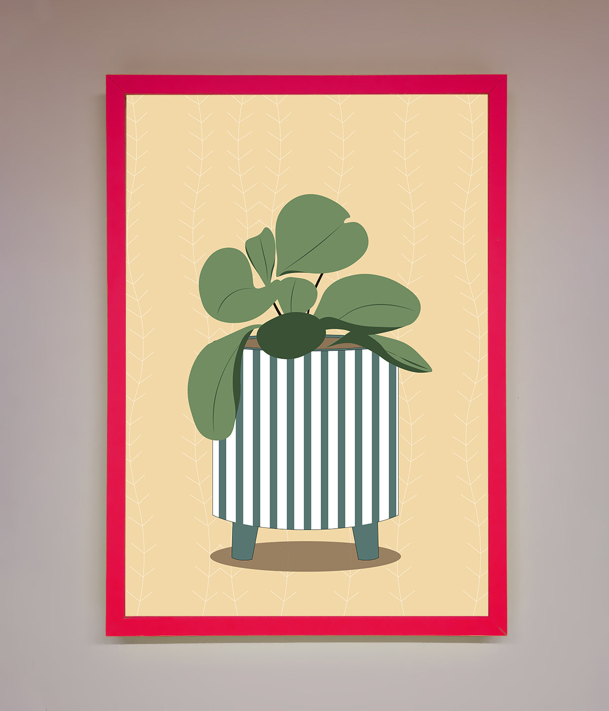 Striped Potted Plant Framed Wall Art print