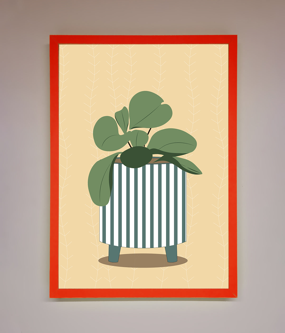 Striped Potted Plant Framed Wall Art print