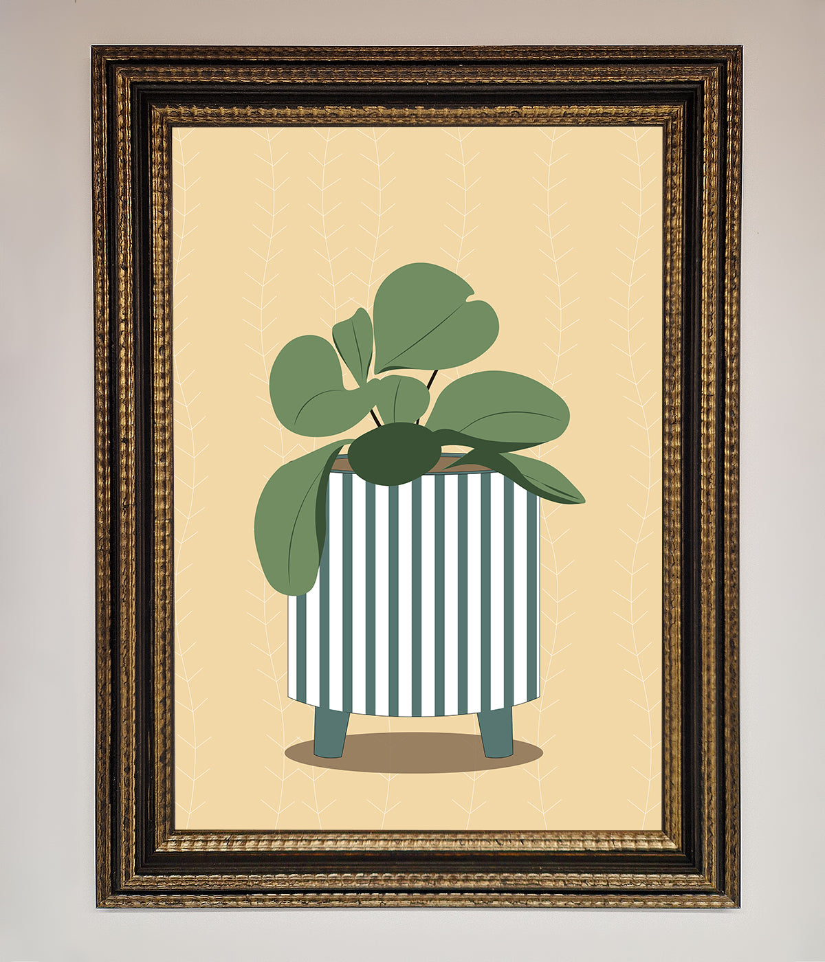 Striped Potted Plant Framed Wall Art print