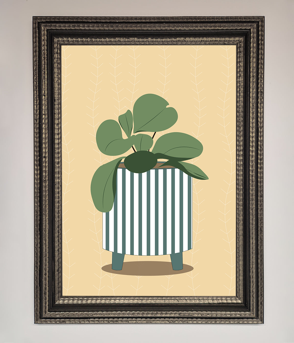 Striped Potted Plant Framed Wall Art print