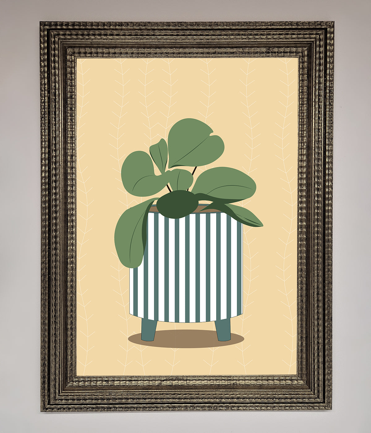 Striped Potted Plant Framed Wall Art print