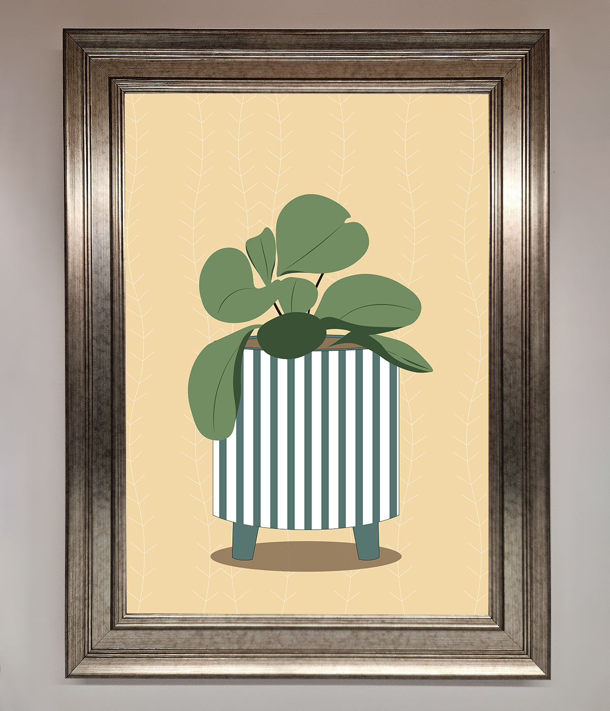 Striped Potted Plant Framed Wall Art print