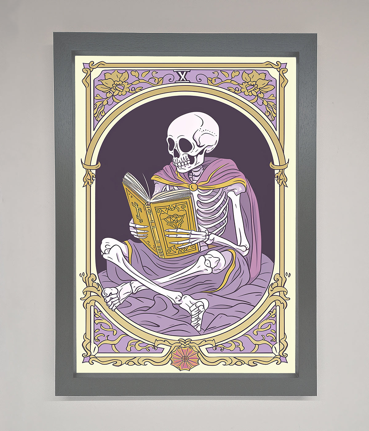 Tarot Skeleton Reader Framed Print print