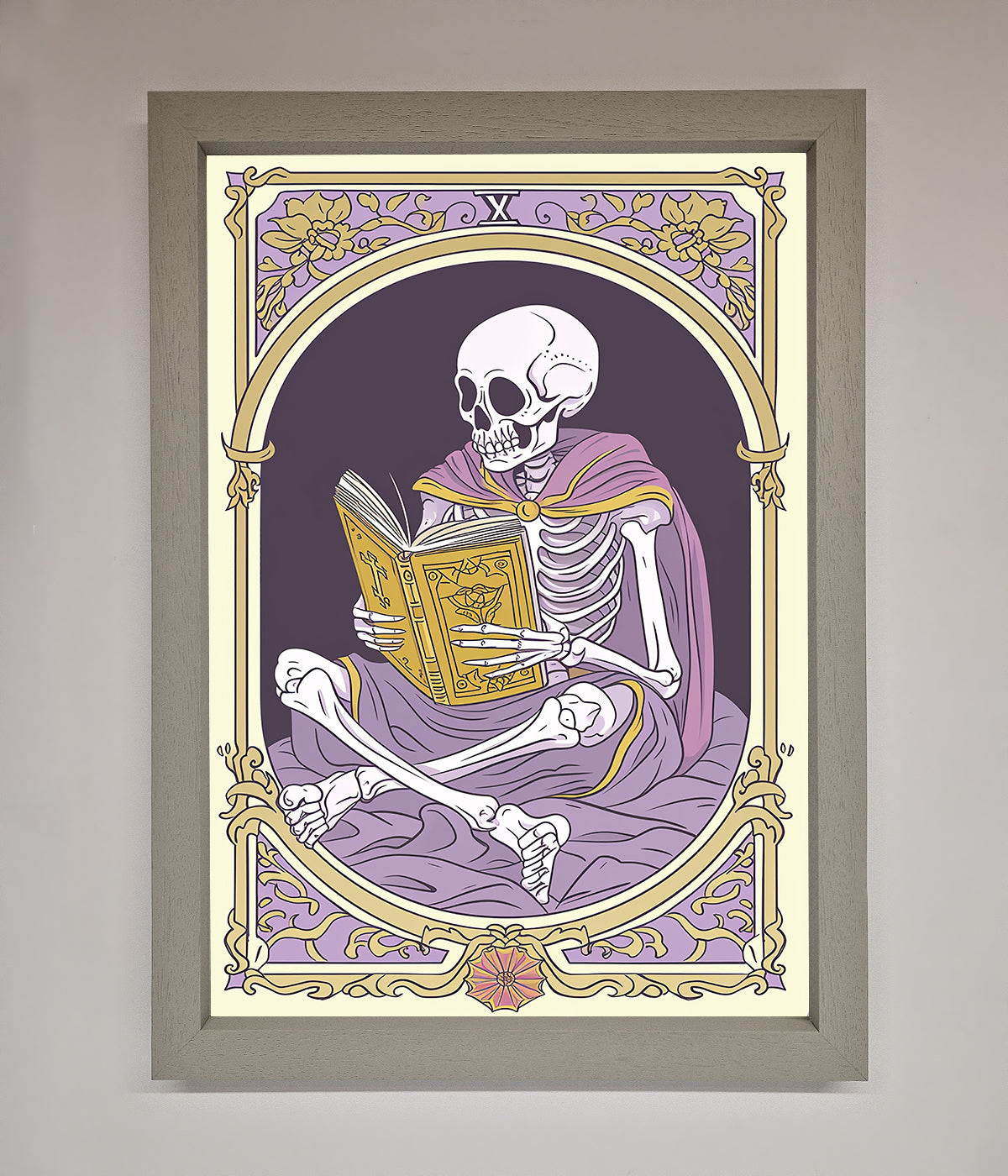 Tarot Skeleton Reader Framed Print print