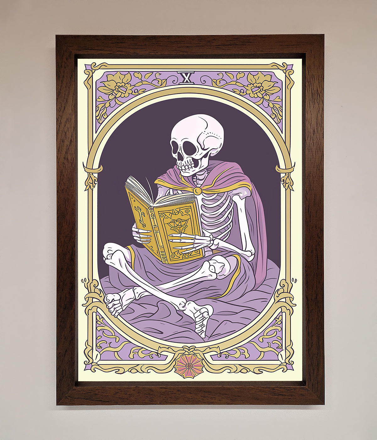 Tarot Skeleton Reader Framed Print print