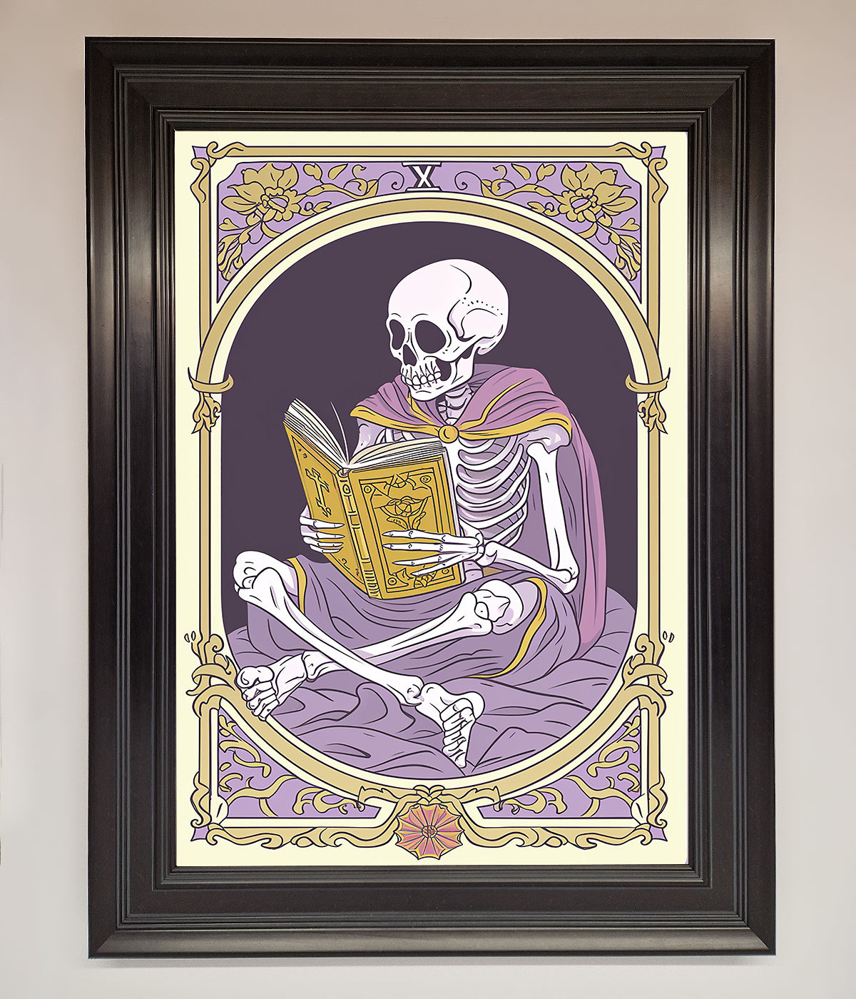 Tarot Skeleton Reader Framed Print print