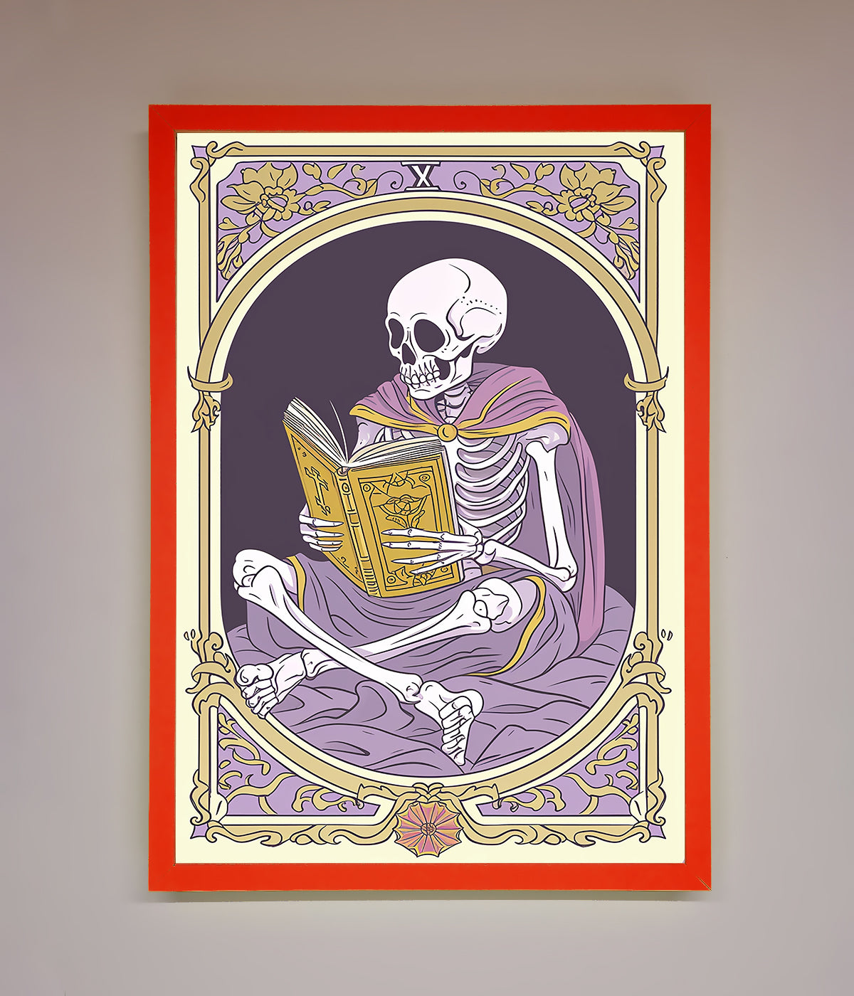 Tarot Skeleton Reader Framed Print print