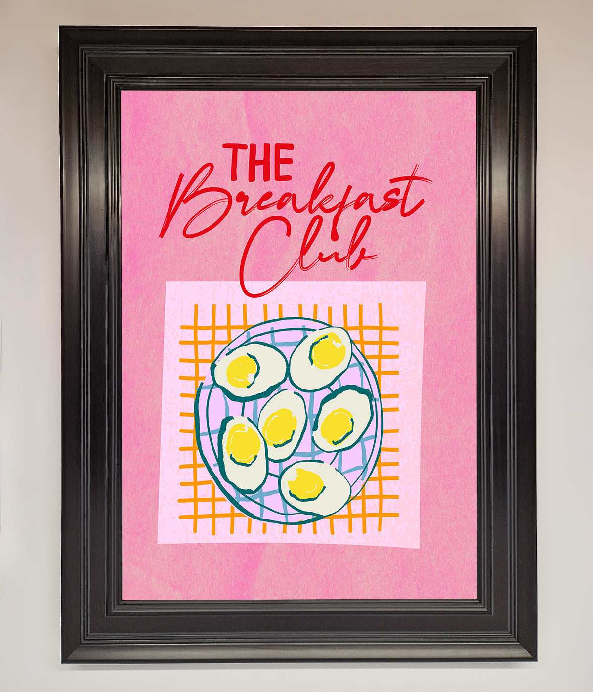 The Breakfast Club framed wall art with retro design and customizable frame options.