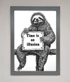 Time Is An Illusion Sloth Black Framed Poster print