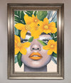 Yellow Flowers Head framed poster with a vibrant floral design.