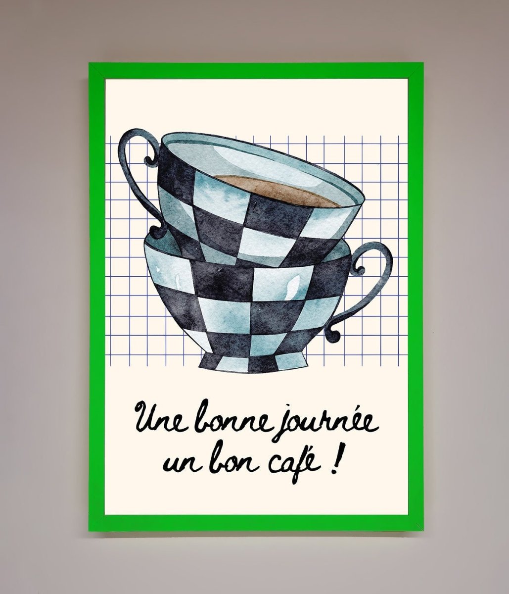 Blue Teacup Stack Kitchen Framed Wall Art - Zestio