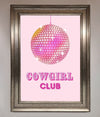 Cowgirl Club Disco Ball Framed Print - Zestio