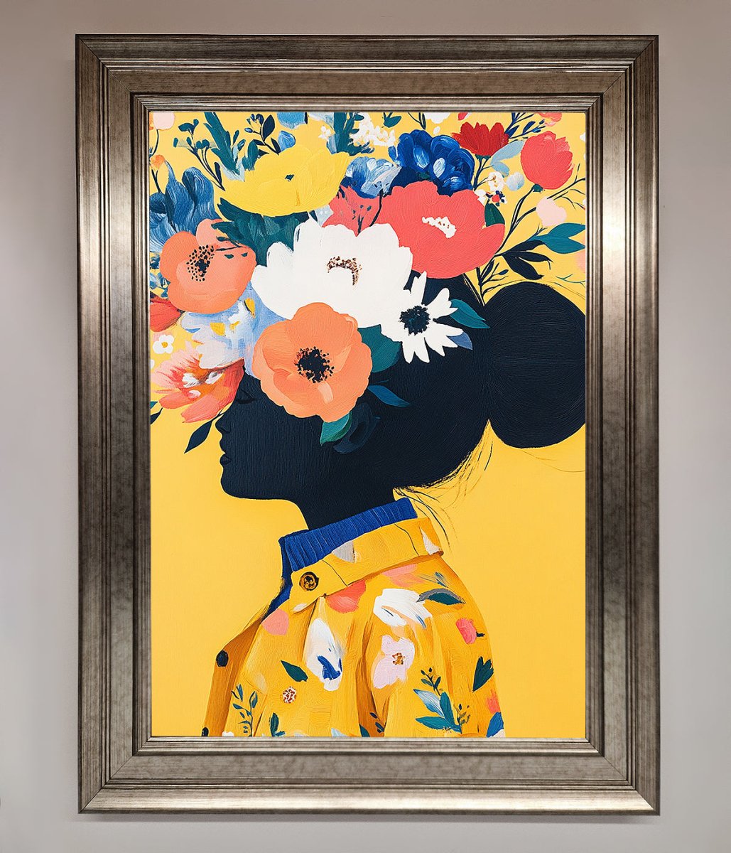 Floral Explosion Yellow Framed Print - Zestio