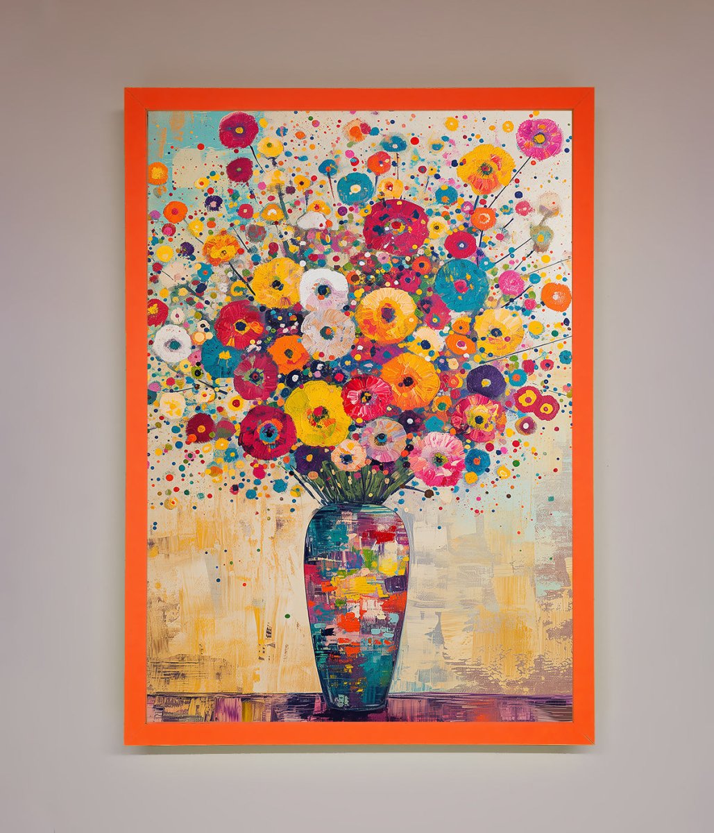 Klimt Style Flowers Framed Poster - Zestio