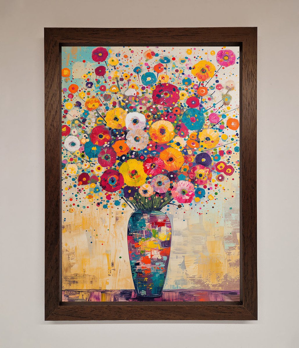 Klimt Style Flowers Framed Poster - Zestio