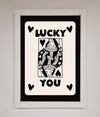 Lucky You Beige Black Framed Print - Zestio